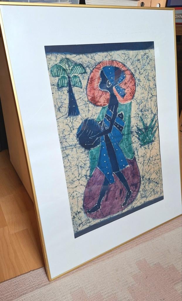 Œuvre d'art vintage en batik ethnique/tribal africain, Antiquités & Art, Enlèvement ou Envoi