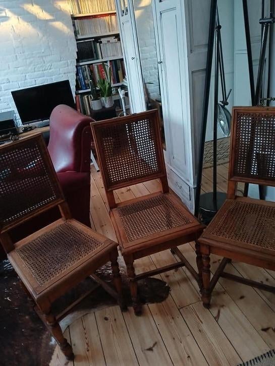 3 chaises cannelées anciennes, Maison & Meubles, Enlèvement, Comme neuf