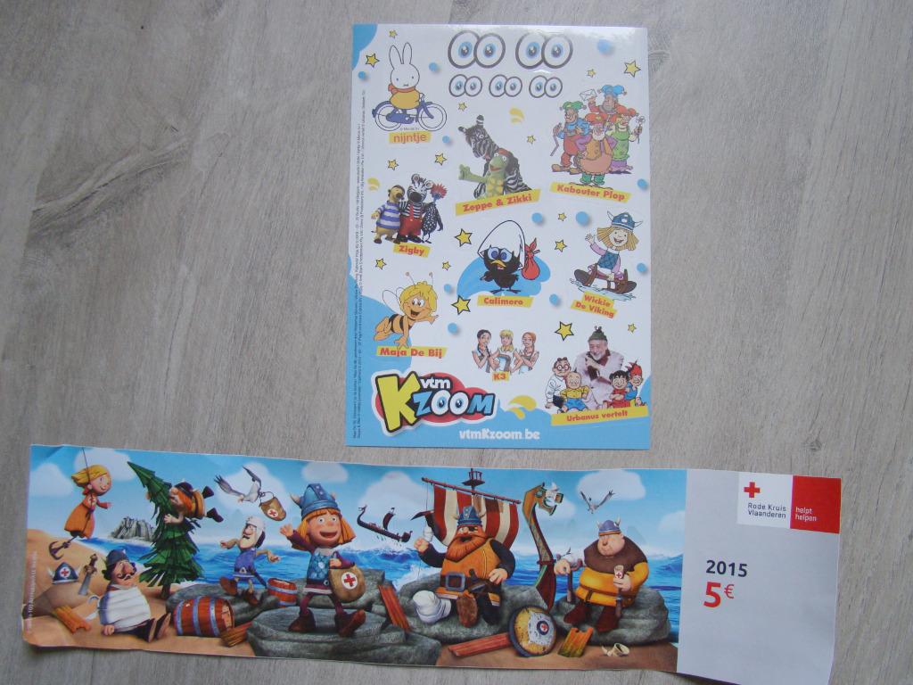 Wickie de Viking sticker Rode Kruis 2015 +  VTM Kzoom, Verzamelen, Ophalen of Verzenden, Strip of Tekenfilm