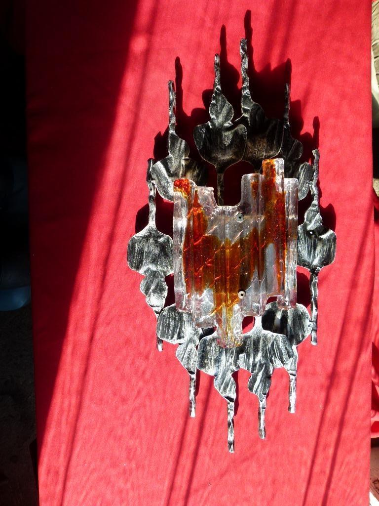 vintage xl brutalist Ahlström & Ehrlich wandlamp, Ophalen, Zo goed als nieuw, Glas, Brutalist