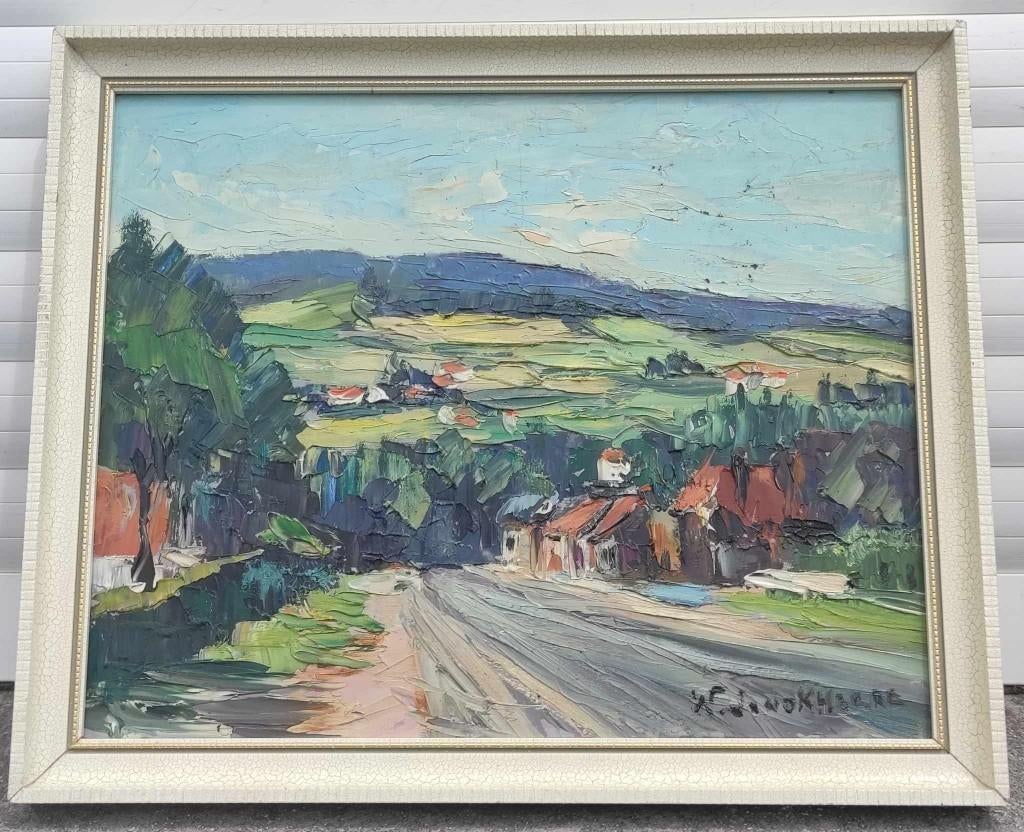 huile sur panneau ruelle signe Walter Jonckheere, Antiek en Kunst, Ophalen of Verzenden