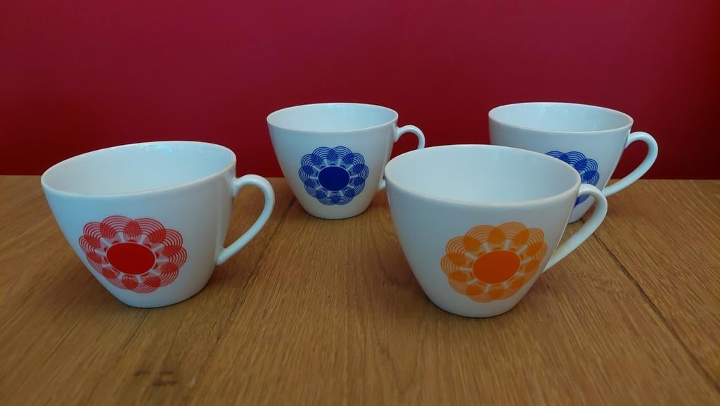 4 vintage spinwheel kopjes - Bareuther Waldsassen Bavaria, Ophalen of Verzenden