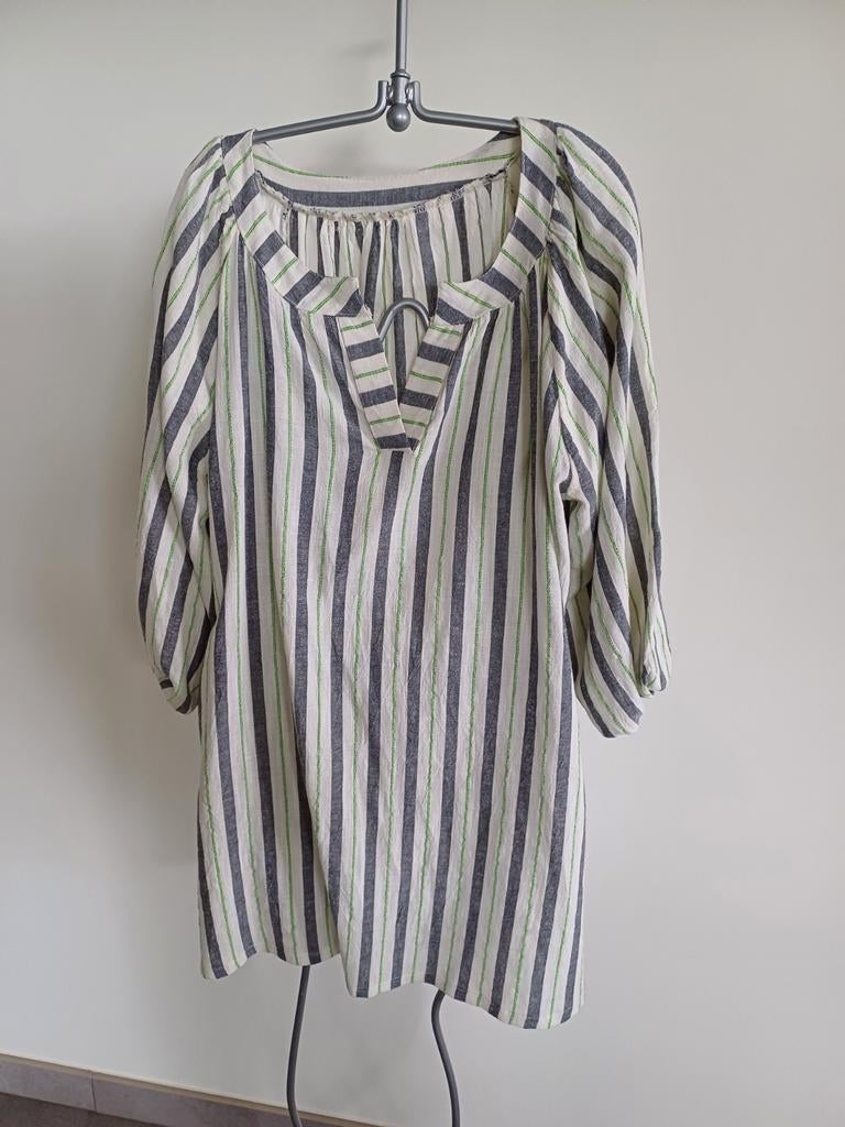 Kleed, jeansblauw/ecru/groen, Kleding | Dames, Jurken, Ophalen, Nieuw, Beige