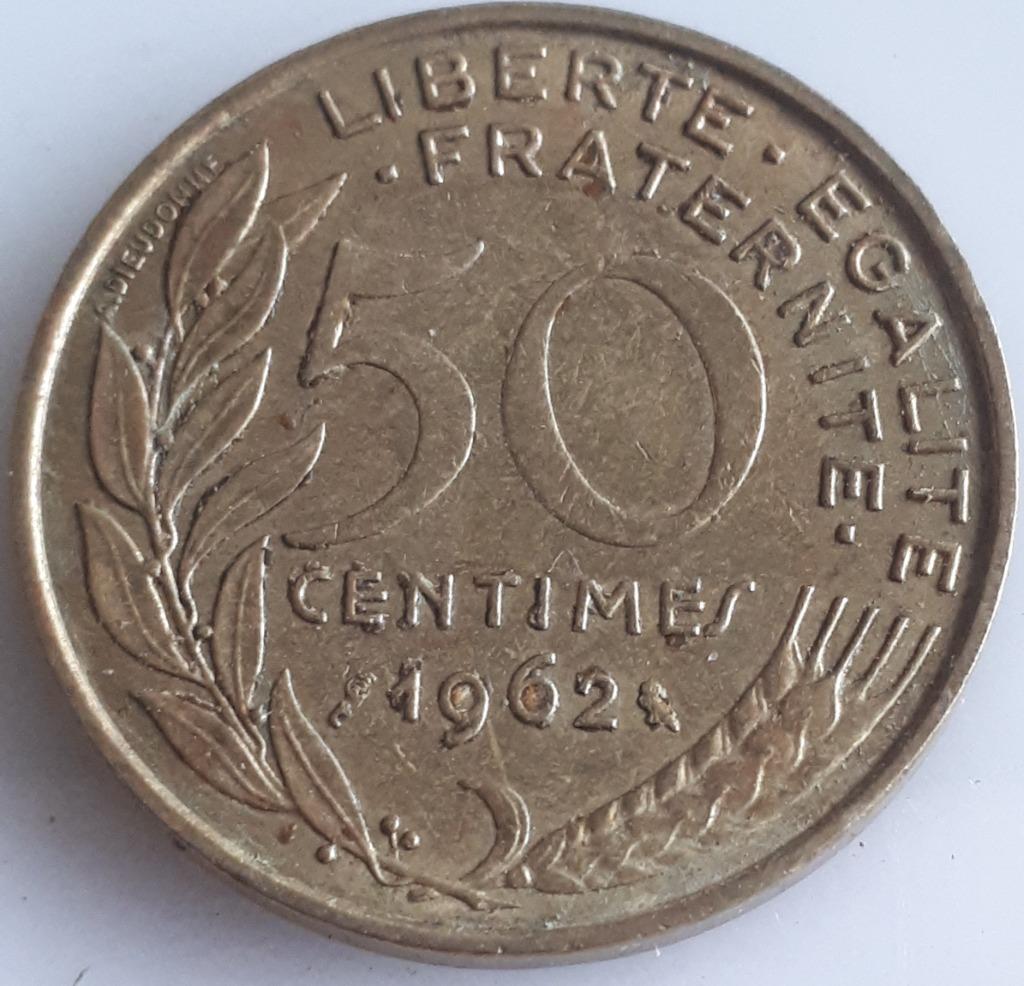 FRANKRIJK : SCHAARSE 50 CENTIMES 1962 KM 939.2, Verzenden, Frankrijk, Losse munt