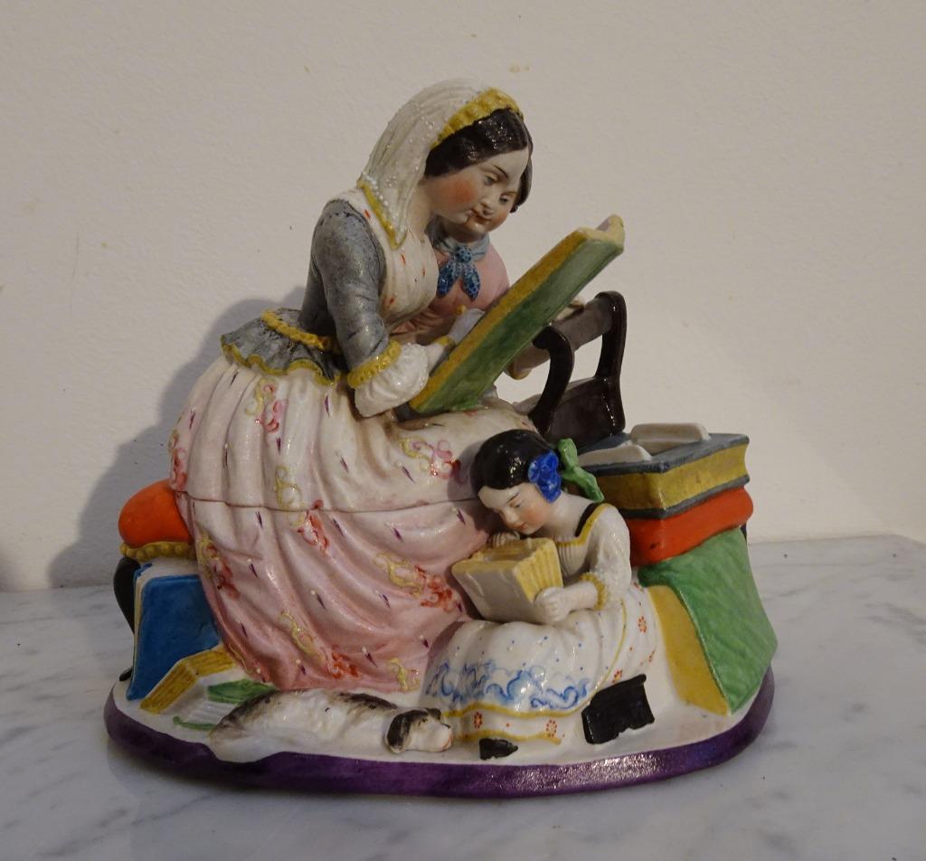 rare porcelaine  biscuit encrier Vieux Andenne. Boite, Antiquités & Art, Enlèvement ou Envoi