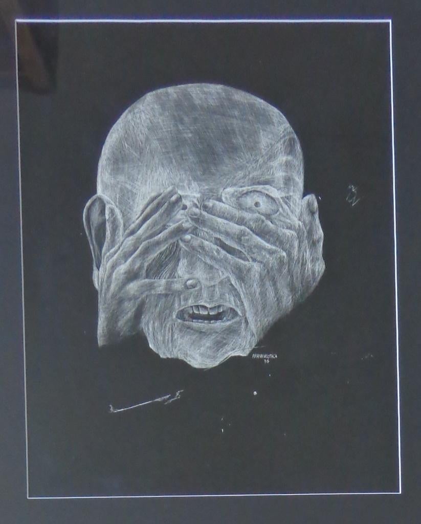 FRANK WUYTACK / ANGST / ORIGINEEL WERK / 68x58cm / KADER, Enlèvement ou Envoi