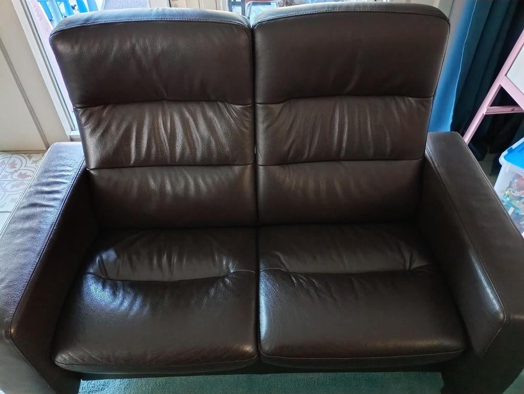 Salon (2 zetels + salontafel), Huis en Inrichting, Ophalen, Gebruikt, Klassiek, Leer