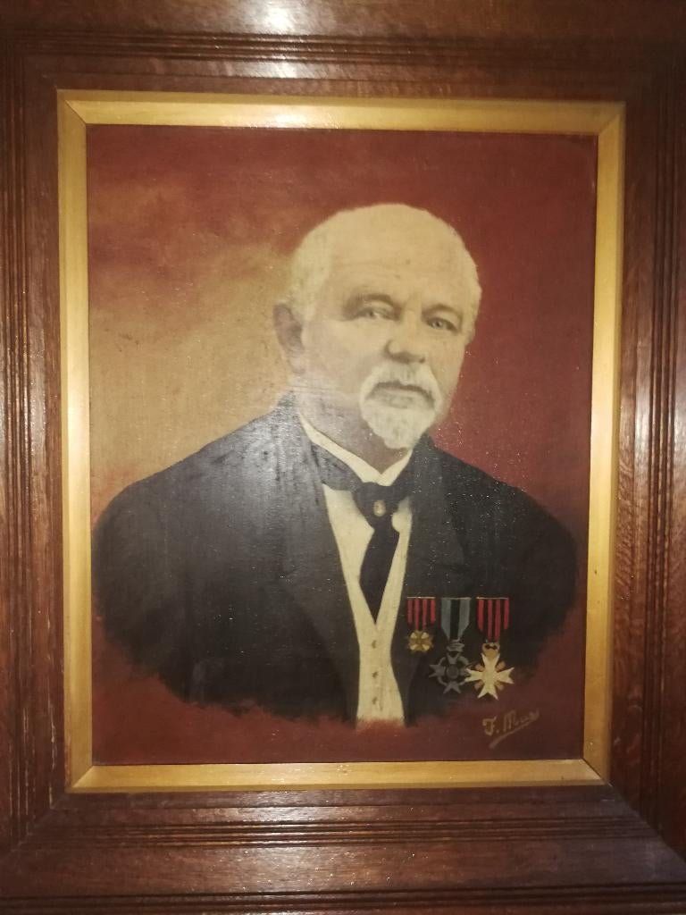 Antiek portret in olieverf, F. Maes., Antiek en Kunst, Ophalen