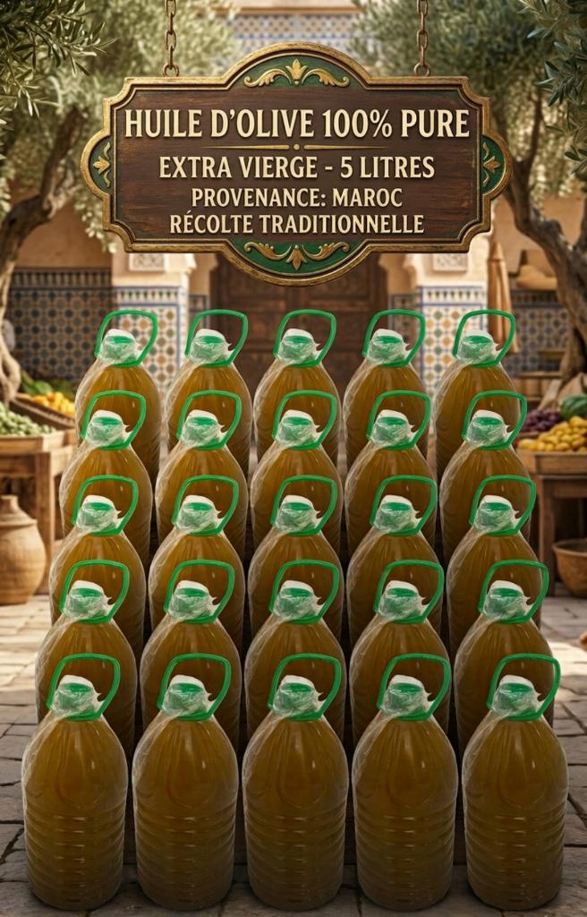 huile d’olive MAROC 100% pure (plus que quelques bouteilles), Ophalen