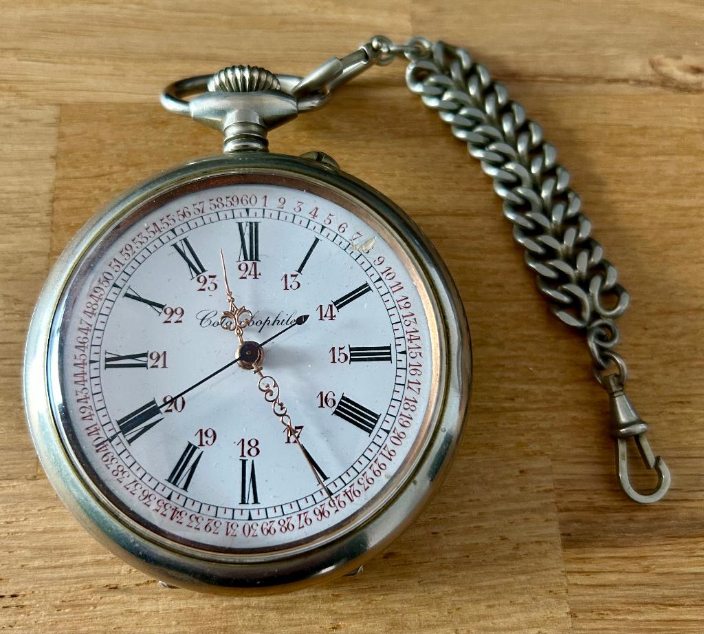 Montre Poche « Colombophile » Japy Frère + chaîne., Enlèvement ou Envoi, Montre de poche, Avec chaîne