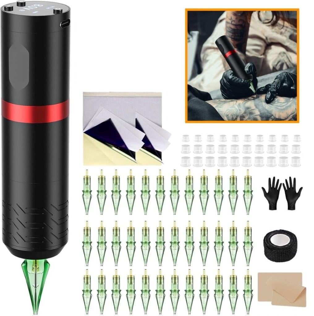Stylo de tatouage sans fil, écran OLED, 40 aiguilles Nouveau, Hobby & Loisirs créatifs, Dessin, Envoi, Neuf, Autres types