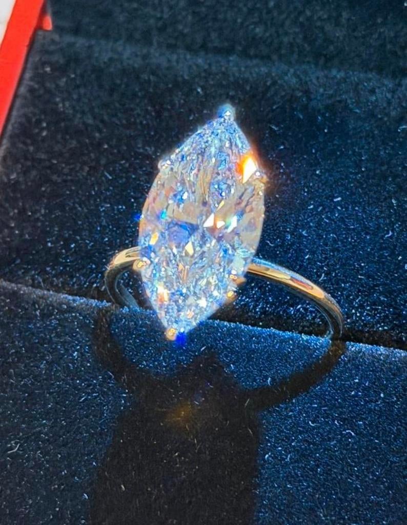 Gouden ring met een VS1 diamant van maar liefst 5.00 caraat!, Bijoux, Sacs & Beauté, Bagues, Neuf, Or, 17 à 18, Jaune