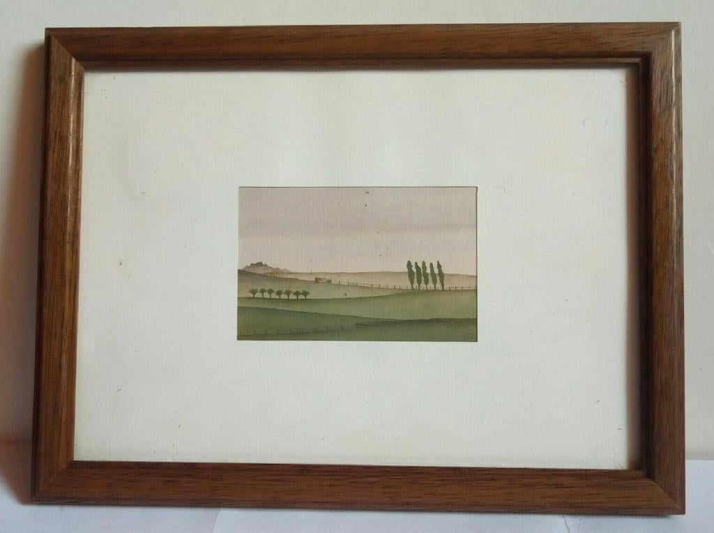 Aquarel Golvende velden, Ophalen of Verzenden