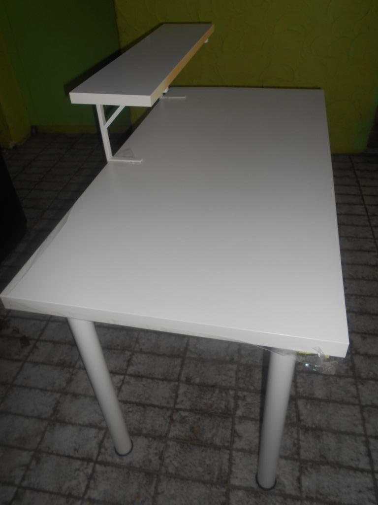 BUREAU IKEA BLANC + ETAGERE POUR ACCESSOIRES 120X60, Maison & Meubles, Bureaux, Comme neuf, Enlèvement