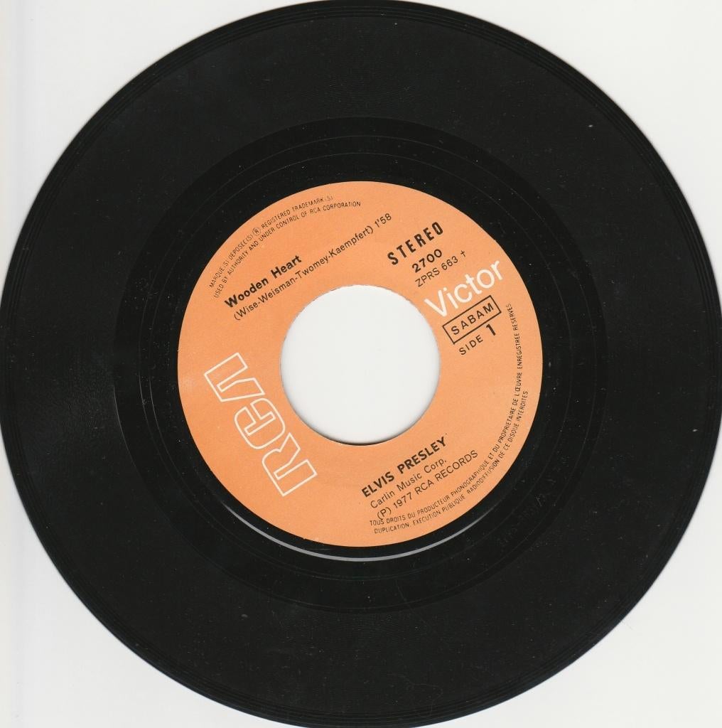 45T (7") vinyl single : 'Wooden Heart' van Elvis Presley., Cd's en Dvd's, Ophalen of Verzenden, Gebruikt, Overige formaten, Poprock