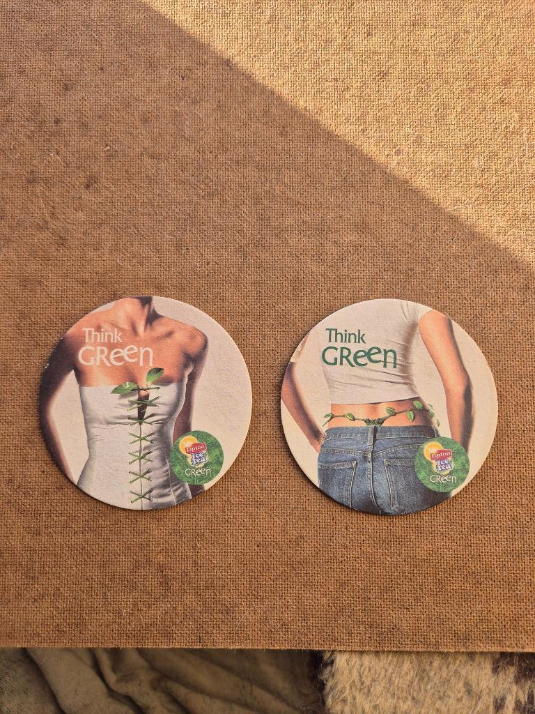 Sous bock Lipton Ice Tea Green (modèle 2), Ophalen of Verzenden, Gebruikt, Viltje(s), Overige merken