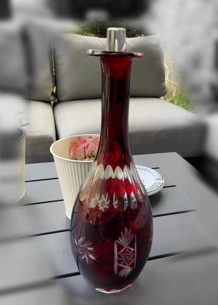 Ancienne carafe en cristal taillé Val Saint Lambert, Enlèvement ou Envoi