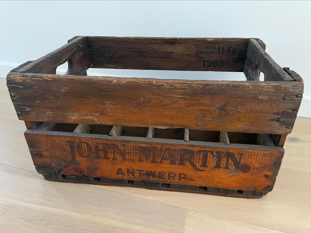 Vintage bierkrat John Martin Antwerp - 1969, Ophalen, Gebruikt