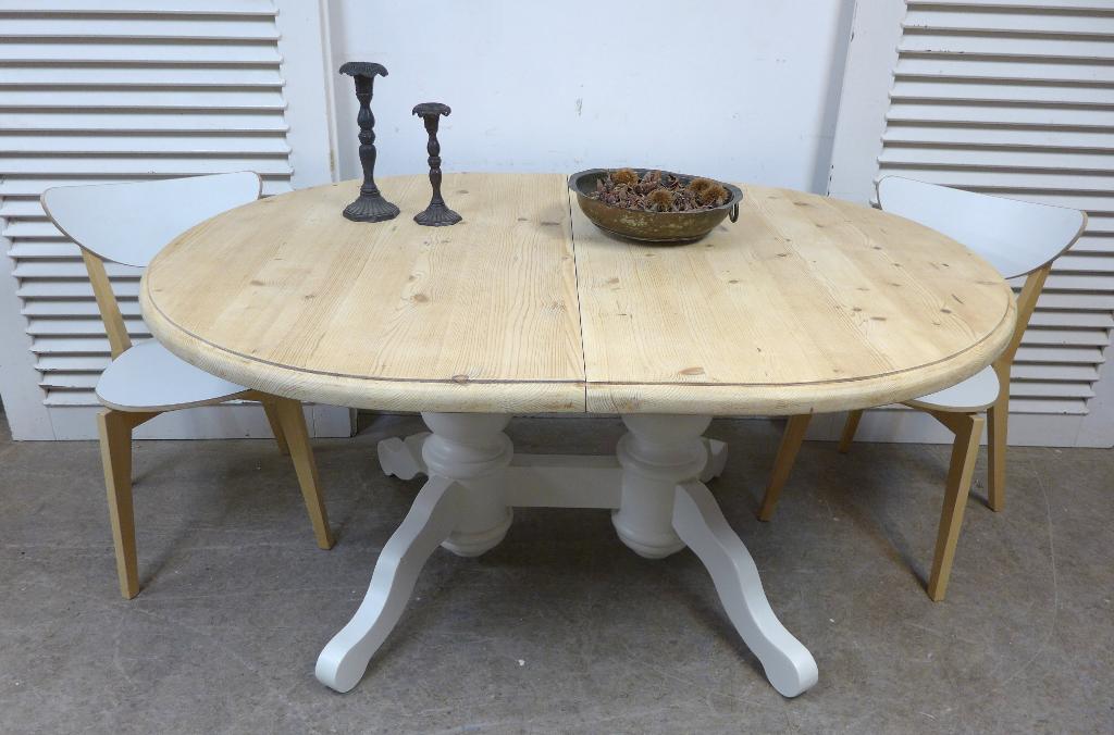 Belle table extensible ronde rurale blanche 160-200, Maison & Meubles, 150 à 200 cm, Cinq personnes ou plus, Rond, Comme neuf