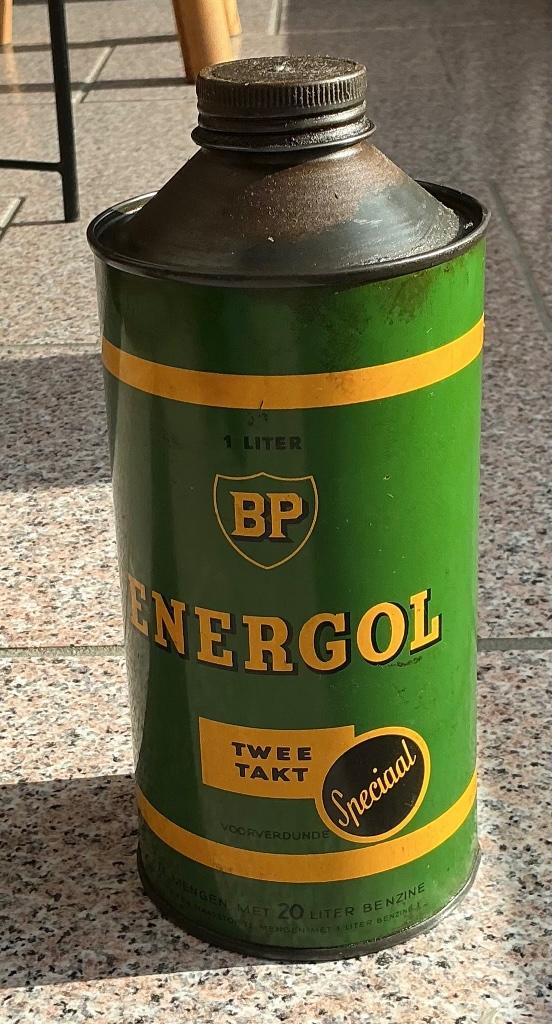 Olieblik BP Energol 2 takt 1 liter, Verzamelen, Ophalen of Verzenden, Gebruikt, Verpakking