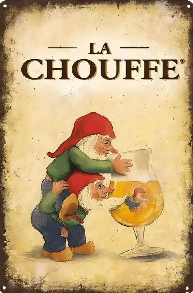 Panneau pub en métal La Chouffe 6 - rétro vintage mancave, Collections, Marques & Objets publicitaires, Enlèvement ou Envoi, Comme neuf