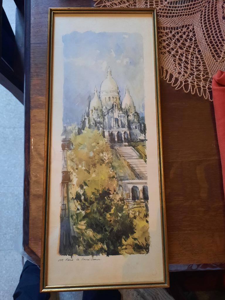 Aquarel Le sacré coeur, Paris Lucien Delarue, Antiquités & Art, Enlèvement
