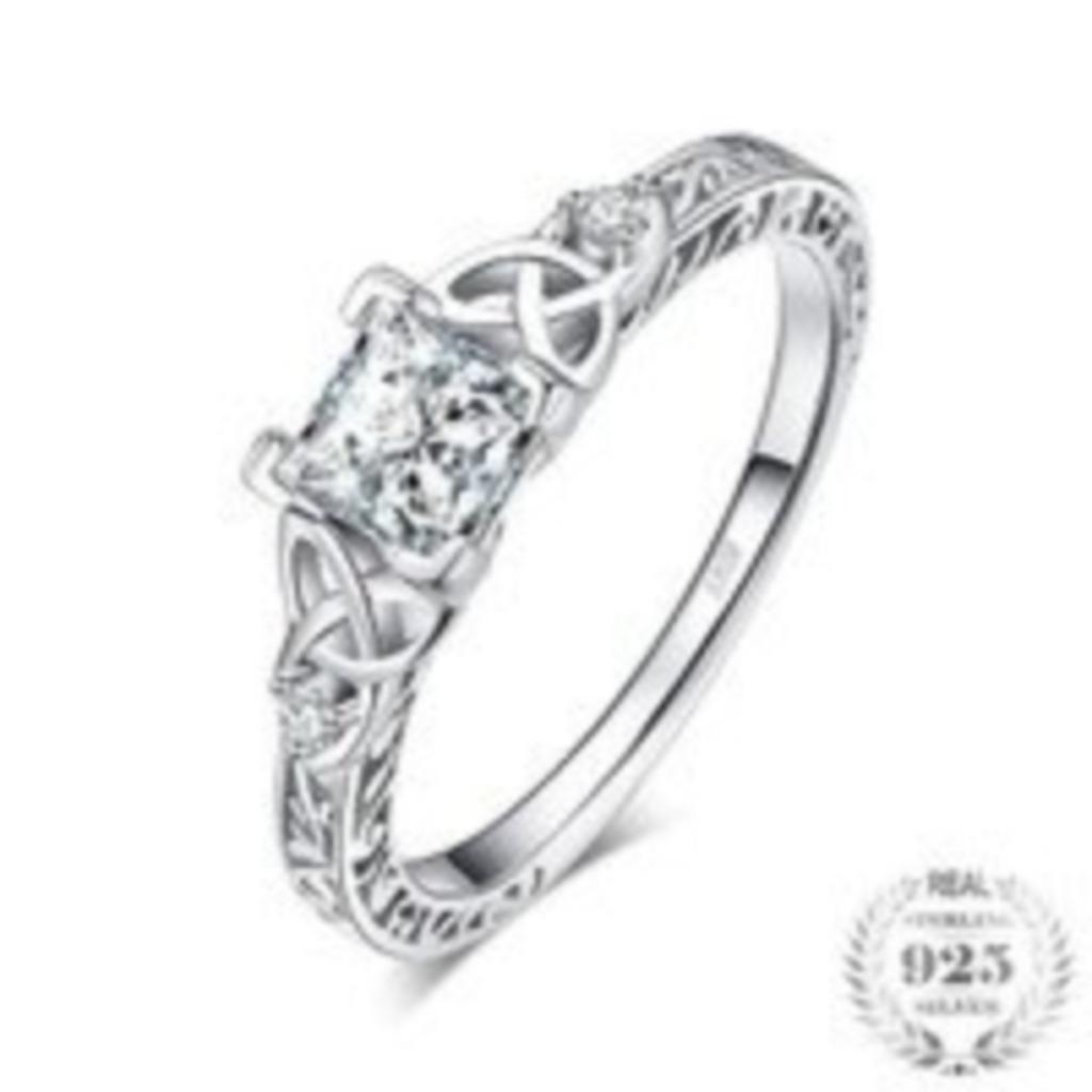 solitaire en argent sterling 925 avec nœud celtique coupe pr, Neuf, Argent, Envoi, Avec strass