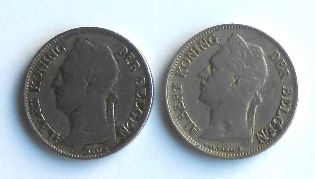 2 munten Belgisch Congo 1923 -1924 - 5 euro stuk, Verzenden, België, Losse munt