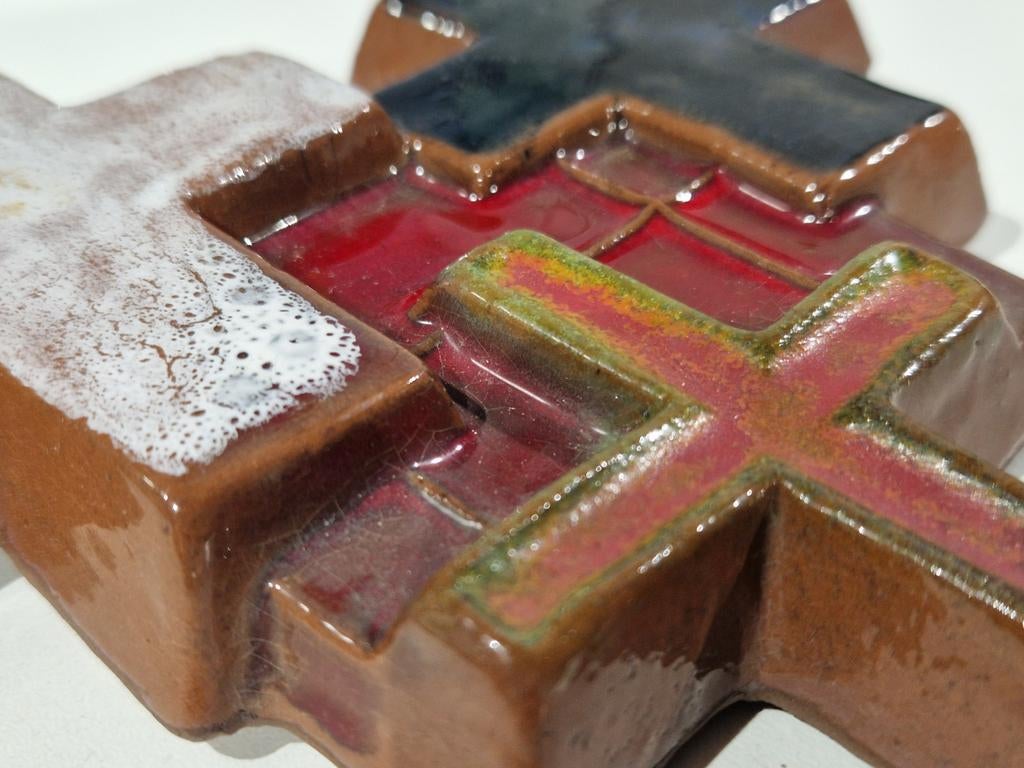 Croix en céramique d'Oswald Tieberghien, années 1960, brutal, Antiquités & Art, Enlèvement ou Envoi