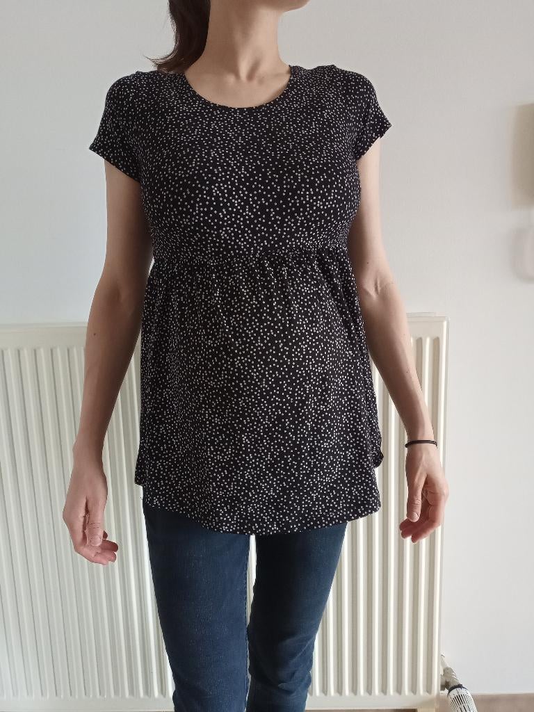 Robe de maternité noire avec imprimé, Taille 38/40 (M), Enlèvement ou Envoi, Noir, Comme neuf