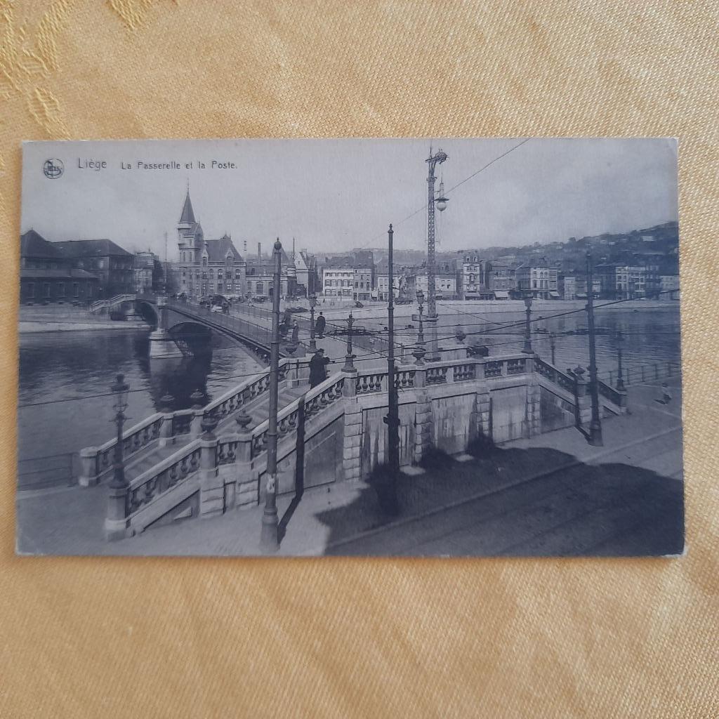 Carte postale, Liège, La Passerelle et la Poste., Collections, Enlèvement ou Envoi, Avant 1920, Non affranchie, Liège