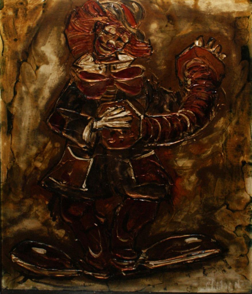 Musicerende clown (56 x 71 cm, Antiek en Kunst, Ophalen of Verzenden