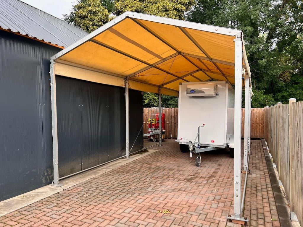 Alu Kadertent Frametent Opslagtent Carport 4x9mtr, Tuin en Terras, Ophalen, Gebruikt, Carport