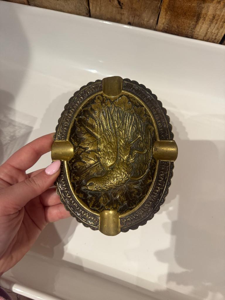 Antieke bronzen messing asbak, Antiek en Kunst, Antiek | Brons en Koper, Ophalen of Verzenden, Brons