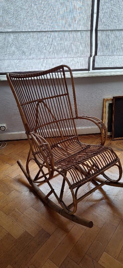 Rocking chair bambou et rotin années 80, Enlèvement, Neuf, Osier ou Rotin, Une
