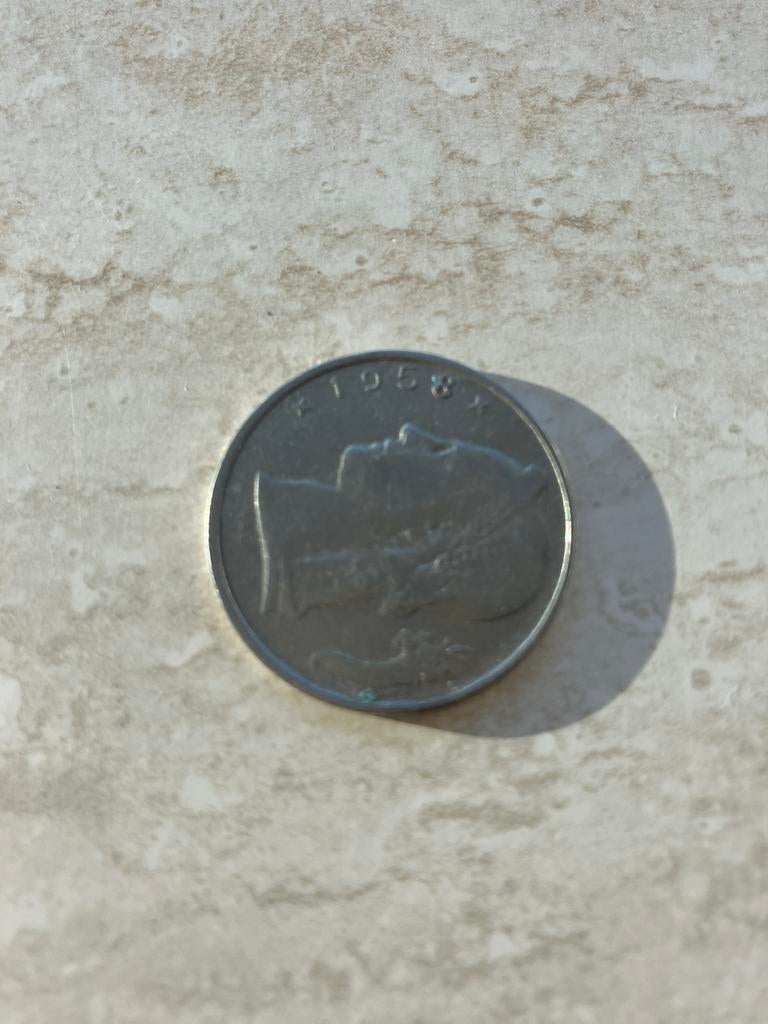 Oude Belgische 5 frank-munt, 1958., Postzegels en Munten, Ophalen of Verzenden