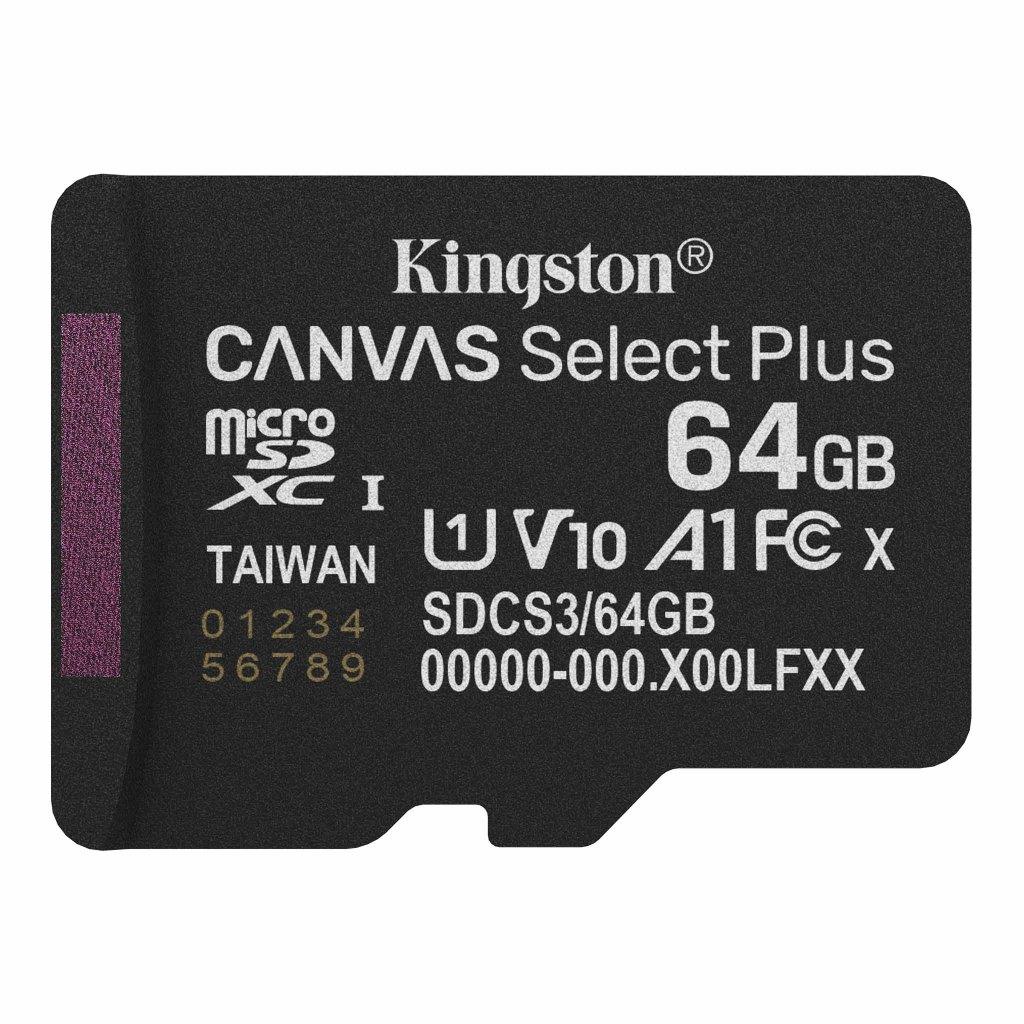 Kingston Canvas Select Plus microSD 64GB, Audio, Tv en Foto, Foto | Geheugenkaarten, Kingston, Nieuw, Ophalen of Verzenden, MicroSD
