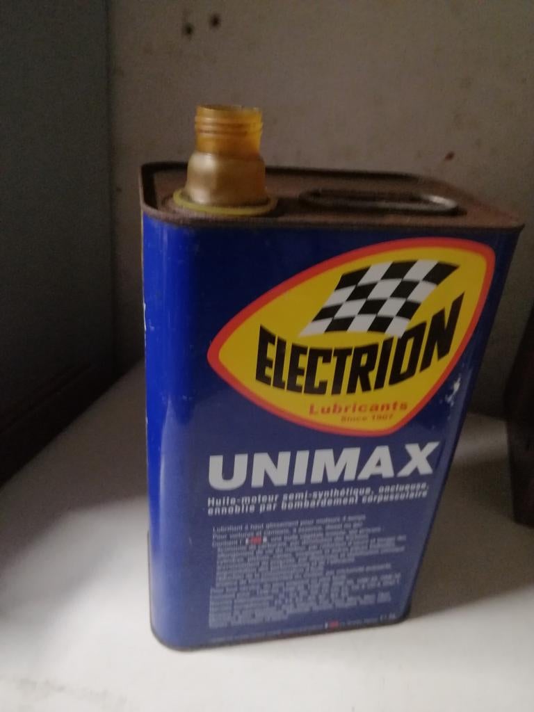 Électrion unimax olieblik 5L, Verzamelen, Blikken, Ophalen of Verzenden, Gebruikt, Overige, Overige merken