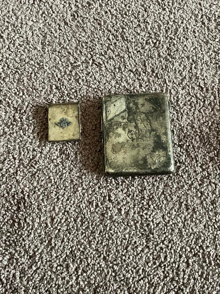 Antieke zilveren sigarettenkoker luciferdoosje 84 zilver1916, Verzamelen, Ophalen