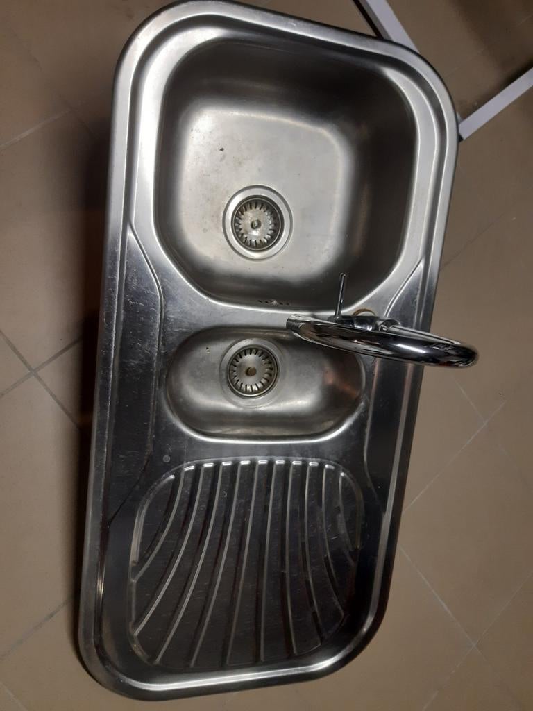 Évier de cuisine encastrable inox, Maison & Meubles, Enlèvement, Utilisé