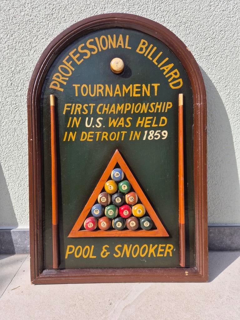 Tableau décoratif billard - sculpté en relief, Antiquités & Art, Enlèvement ou Envoi