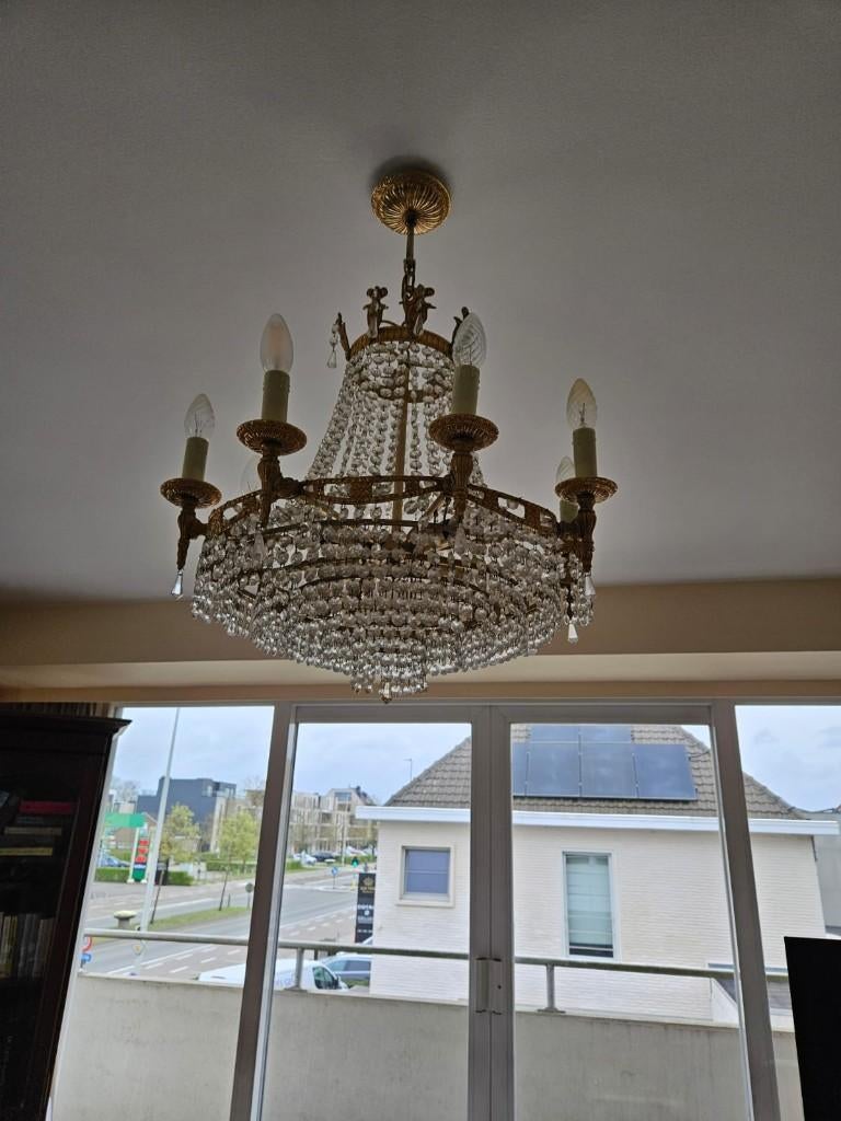 Kristallen luster, Huis en Inrichting, Lampen | Kroonluchters, Ophalen, Glas