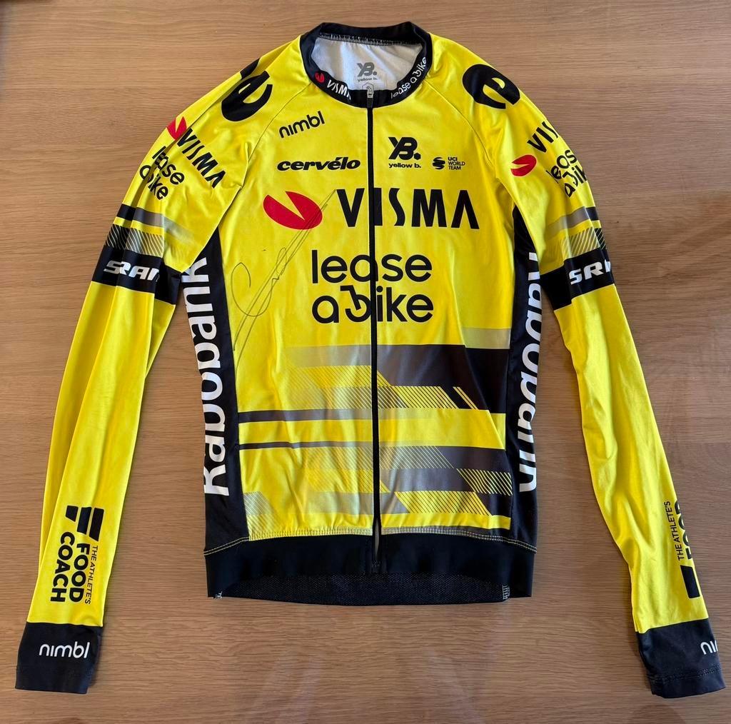 Gesigneerd shirt - Cian Uijtdebroeks (Visma), Fietsen en Brommers, Fietsaccessoires | Fietskleding, Zo goed als nieuw, Bovenkleding