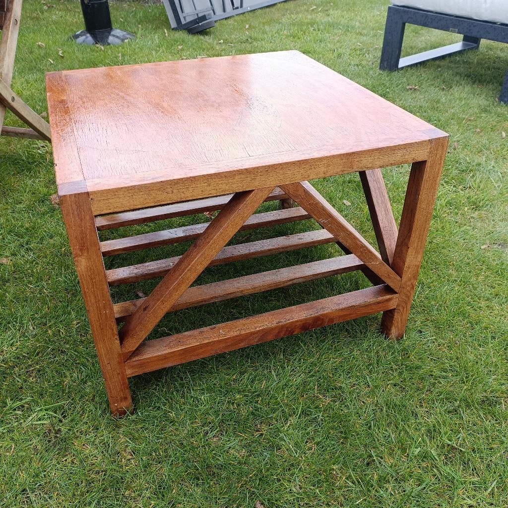 Teaken salontafeltje, Tuin en Terras, Tuintafels, Ophalen, Gebruikt, Vierkant, Teakhout
