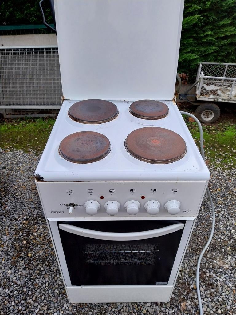 Elektrisch fornuis met oven 50cm, Ophalen, Gebruikt, 4 kookzones, Vrijstaand