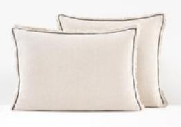 2 taies d'oreiller en lin lavé beige avec bourdon noir, Enlèvement, Neuf, Noir, Oreiller