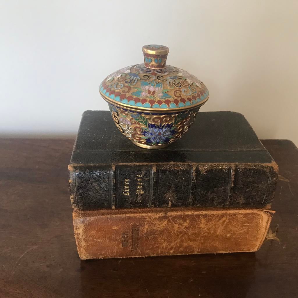 Cloisonné potje met deksel, Ophalen of Verzenden