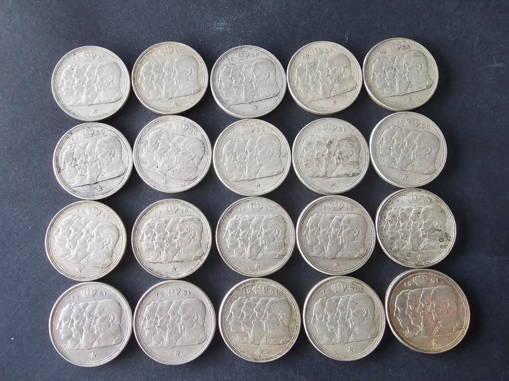 20 pièces 100 francs argent Léopold III (Lot 1), Timbres & Monnaies, Enlèvement ou Envoi, Monnaie en vrac, Argent, Argent
