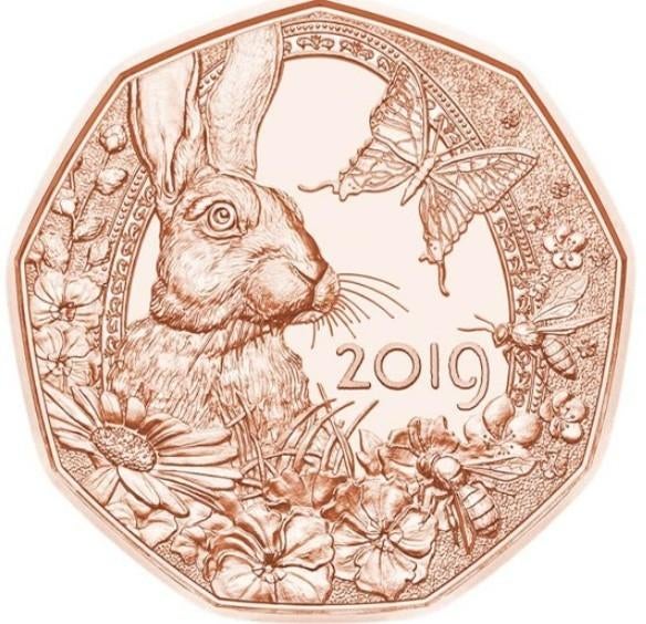 5 euro Oostenrijk Paashaas 2019 - Ideaal cadeau voor Pasen, Ophalen of Verzenden, Nieuw
