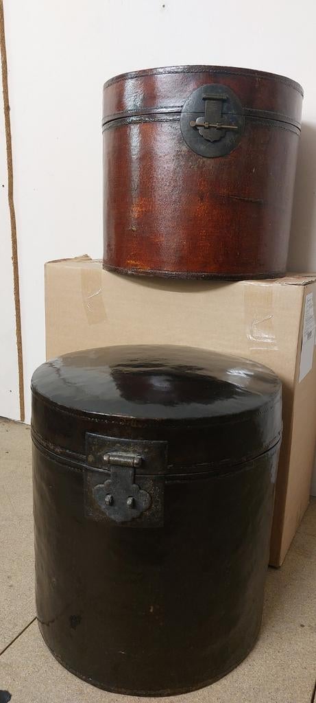 Antieke Chinese gelakeerde hoeden kist 2 stuks, Antiek en Kunst, Ophalen